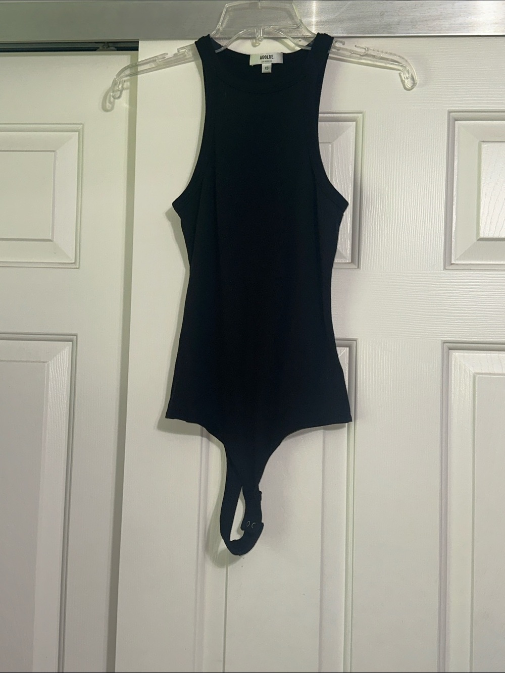 Agolde Black Ribbed One-Piece Bodysuit